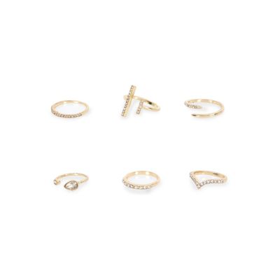 Gold tone embellished rings pack